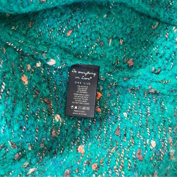 💚 Do Everything In Love Open Front Varsity Cardigan OS Flecked Kelly Green - Picture 5 of 7